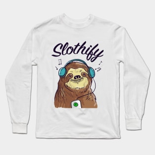 Sloth listens to music Long Sleeve T-Shirt